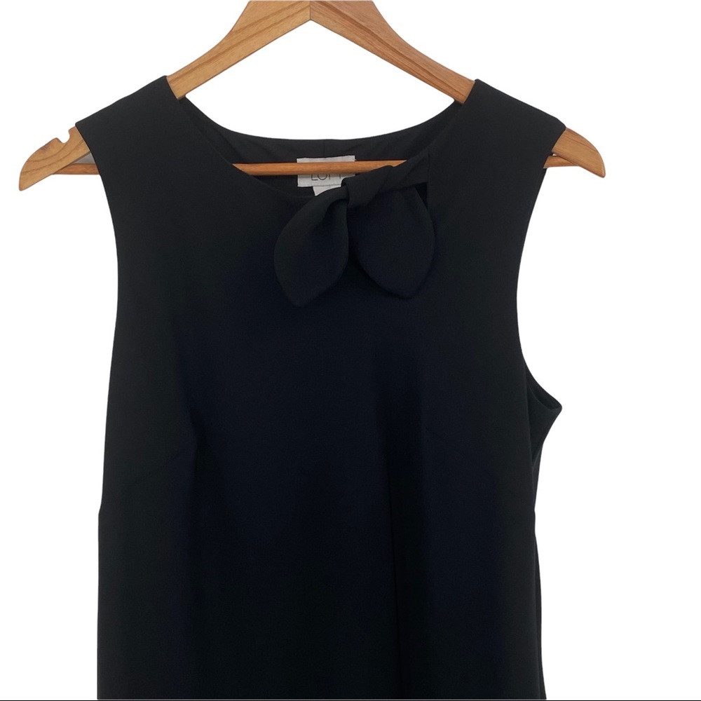 Loft Black Sleeveless Sheath Dress Women's 10 Ties at Neck